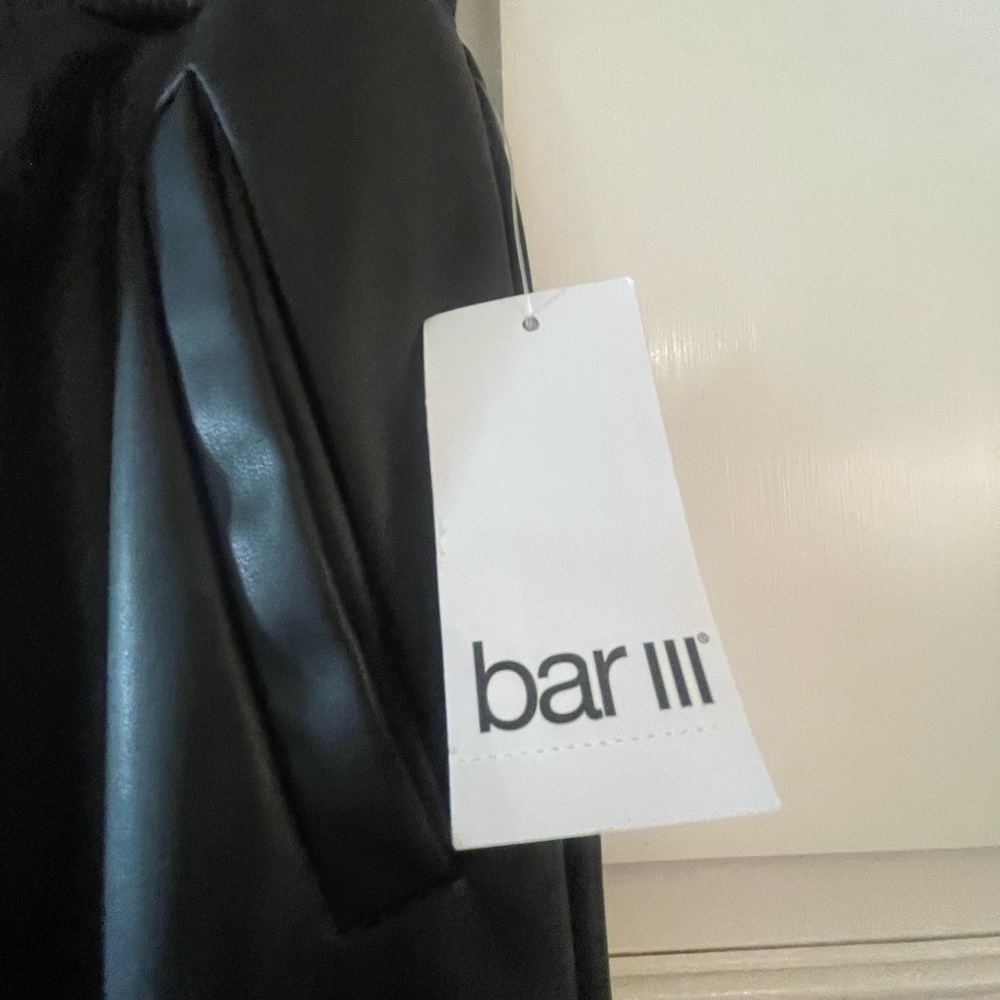 Bar III Size S Vegan Leather Black Wide Leg Pants - Picture 5 of 7